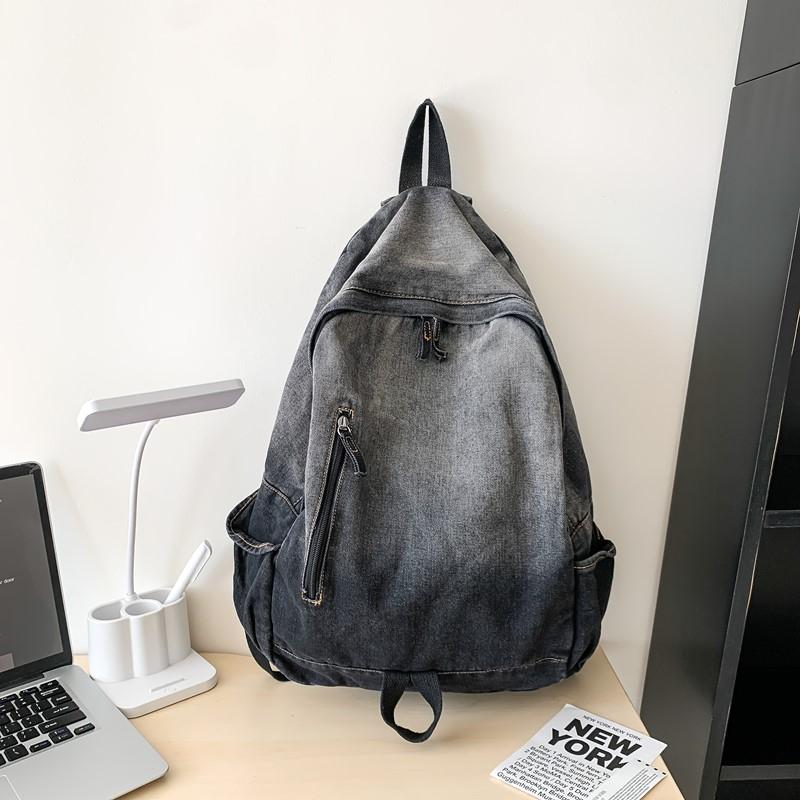 Gradient Retro Rucksack Große Kapazität Schüler Schultasche Jeans Rucksack