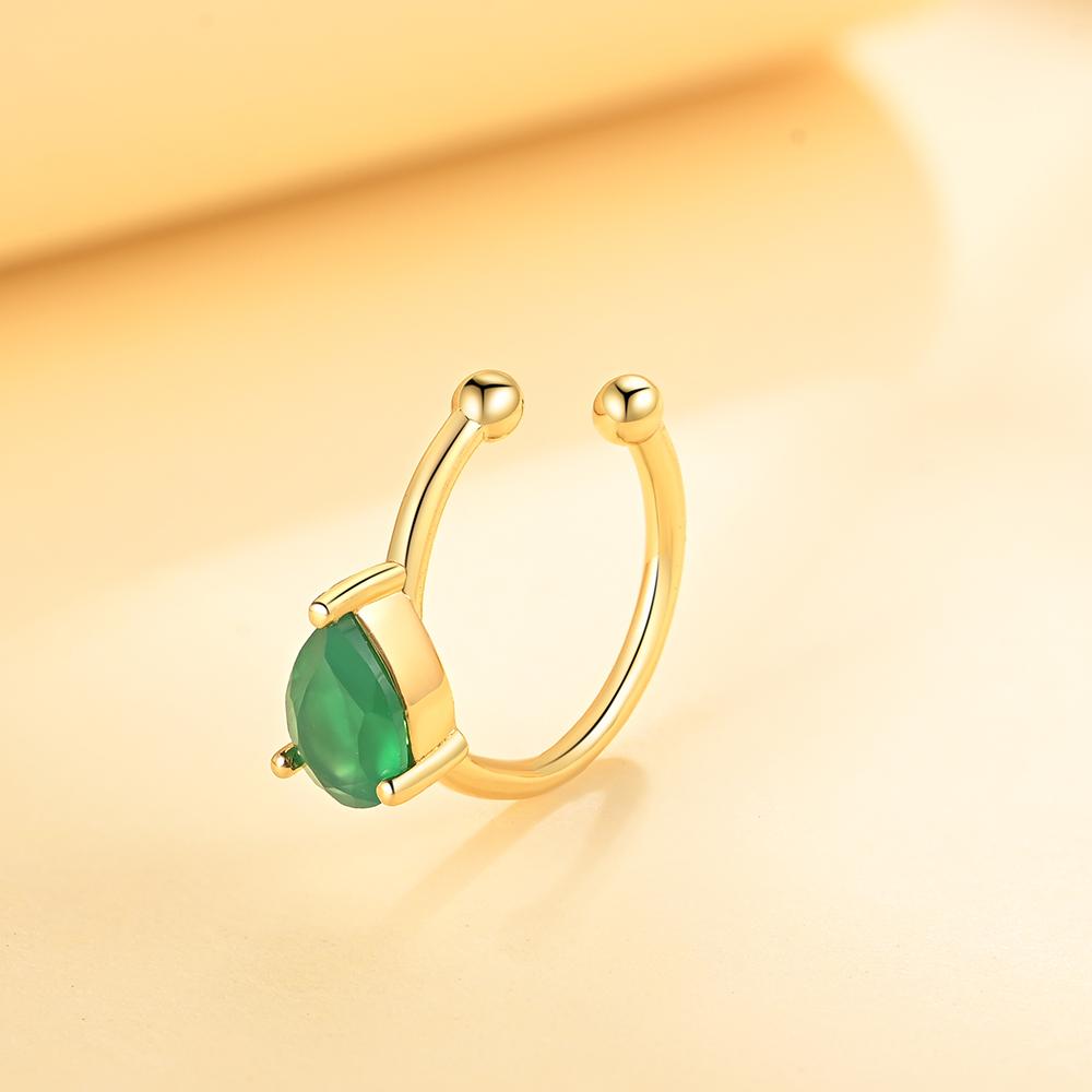 

Bolaijewely модные маленькие изысканные зажимы для ушей из натурального камня, женские трендовые простые дизайны, ювелирные изделия из стерлингового серебра 925 пробы s зелёный