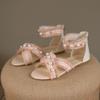 Pearl Flat Sandals for Women 2024 New Back Zipper Cross Casual Outwear Fish Mouth Sandals