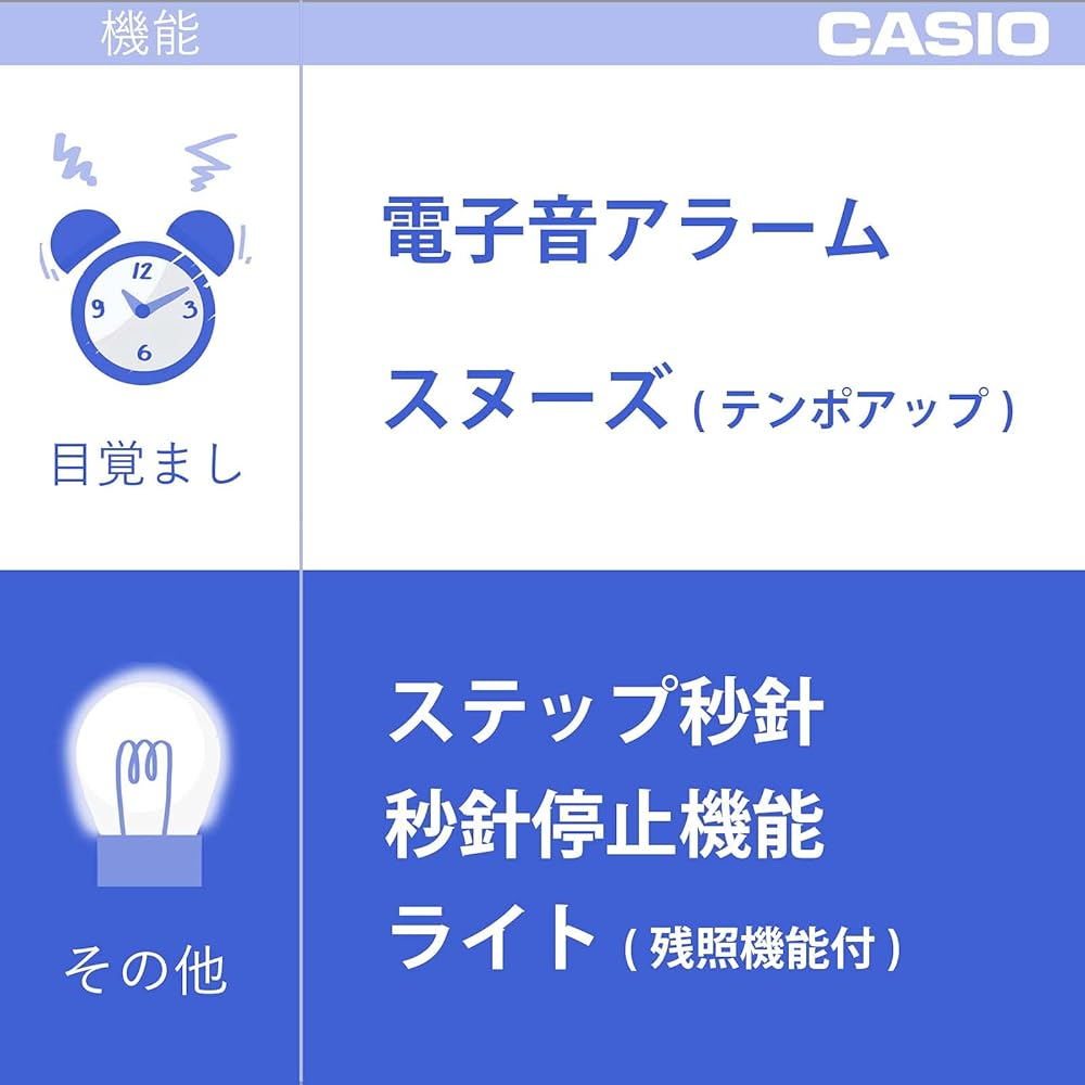 Casio Alarm Clock, Radio-Controlled, Black, Analog, Nighttime Second Hand Stop, Snooze, Light, TQ...
