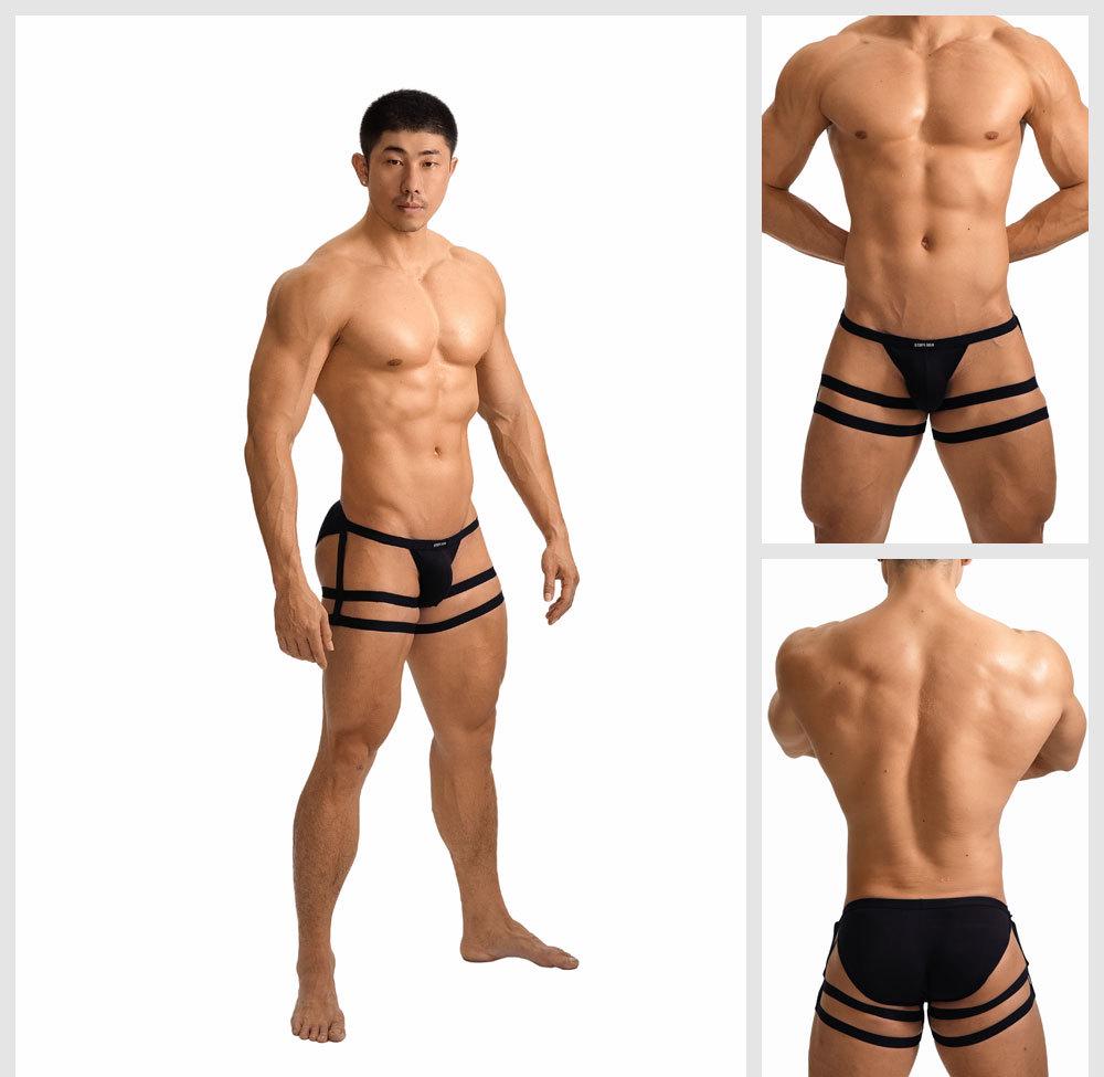GTOPX MAN Men's Strappy Low-Waist Triangle Briefs with U-Convex Pouch - Sexy, Sweat-Absorbent Tie-Up Underwear.