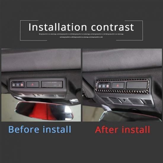 Carbon Fiber Warning Light Button Panel Cover Trim For Corvette C8 20-23