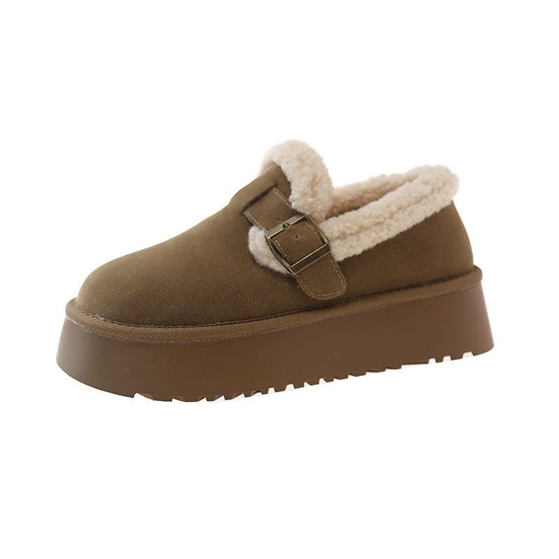 Thick-soled Women's Velvet Thickened One-pedal Women's Shoes, New Winter Cotton Shoes, Snow Boots, Fluffy Shoes