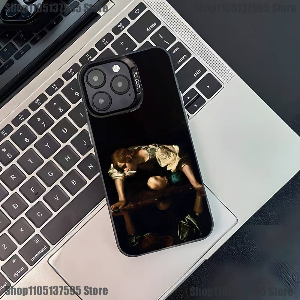 Caravaggio Gemälde Handyhülle Für iPhone 17,16,15,14,13,12,11,Pro,XS,Max,Plus,Mini,SE4,E Schwarz Matt Stoßfest Hülle