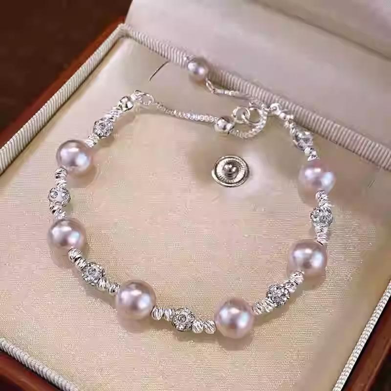 

Нежный браслет из жемчуга с бриллиантовой инкрустацией, нишевый браслет изысканной моды в стиле легкой роскоши, универсальное ювелирное изделие высокого класса для женщин