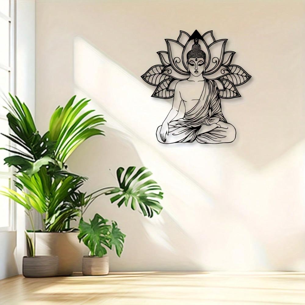 Yoga Meditation Lotus Metal Wall Art for Living Room Bedroom Balcony