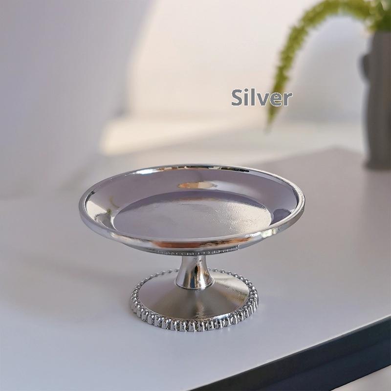 1Pcs Miniature Metal Fruit Snack Tray Dollhouse Cake And Pastry Tray/Dim Sum Dish Model Pretend Play Food Accessories Toy