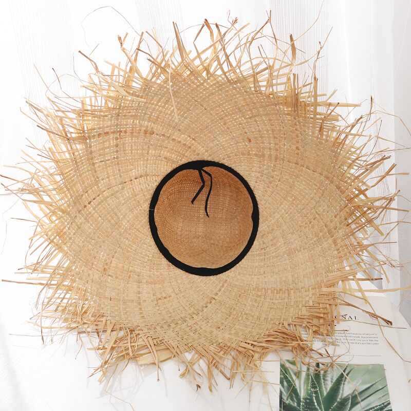 Summer Hat Women's Seaside Beach Temperament Burr Raffia Straw Hat Summer Sunshade Sun Hat