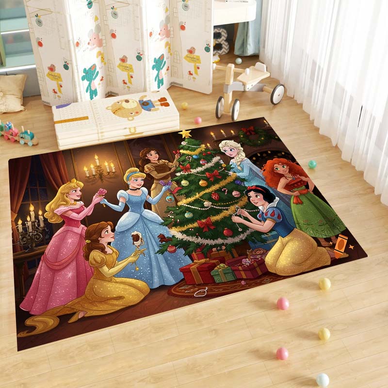 Cute cartoon rug with princess anime pattern, non-slip, machine washable, suitable for living room, bedroom, and home use.-22