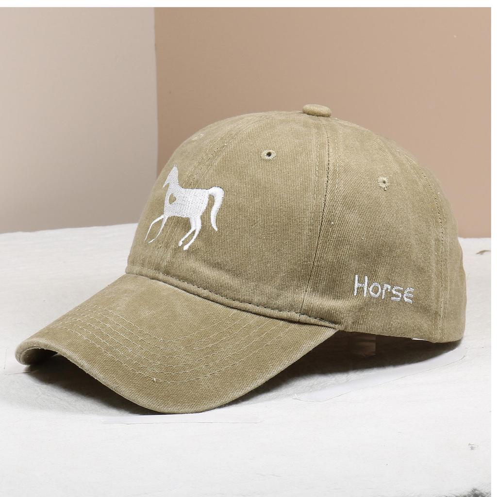 Love Horse Embroidered Cotton Baseball Cap - Casual Outdoor Sun Protection Hat