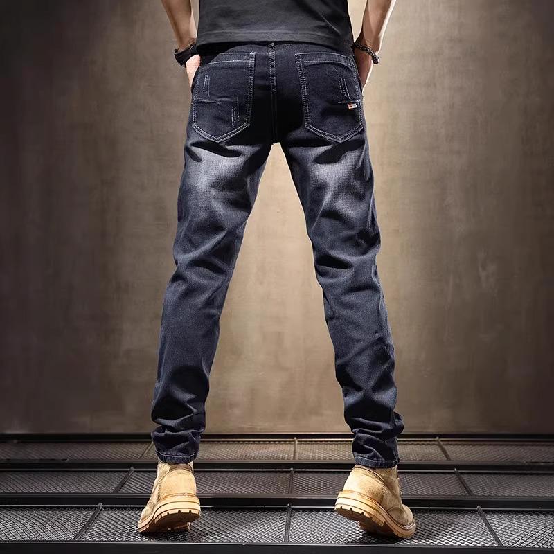 Men's Slim Straight Black & Gray Jeans: 2025 Fashion Elastic Skinny Casual Trousers