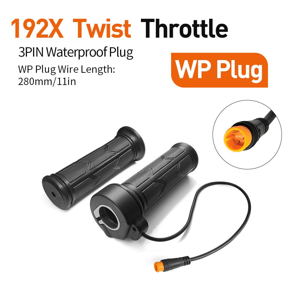 WUXING 192X  Full Twist Throttle Electric Bicycle Right Handle Throttle Waterproof/SM Connector for E Bikes or Electric Scooter