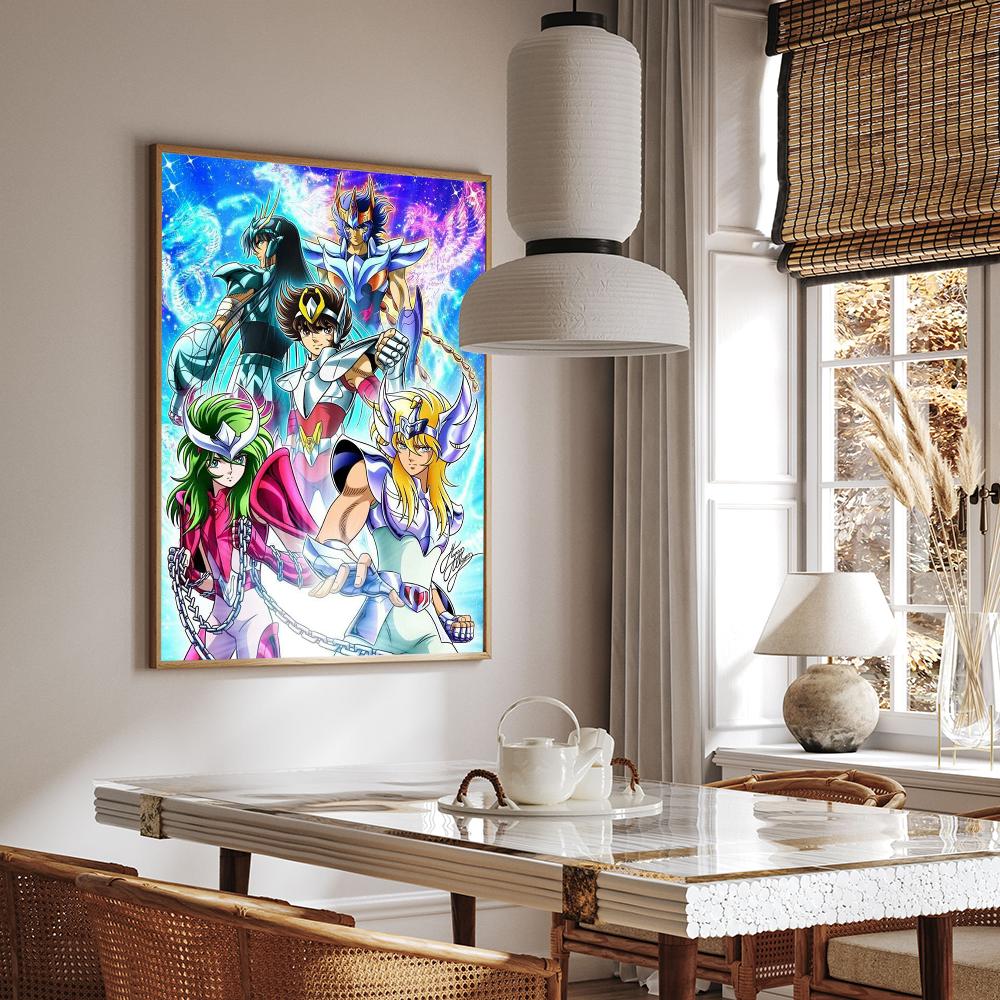 1 Pezzo Poster Saint Seiya Film Poster Adesivi Carta Kraft Retrò Adesivo Fai da Te Stanza Bar Caffè Estetica Arte Pittura Murale