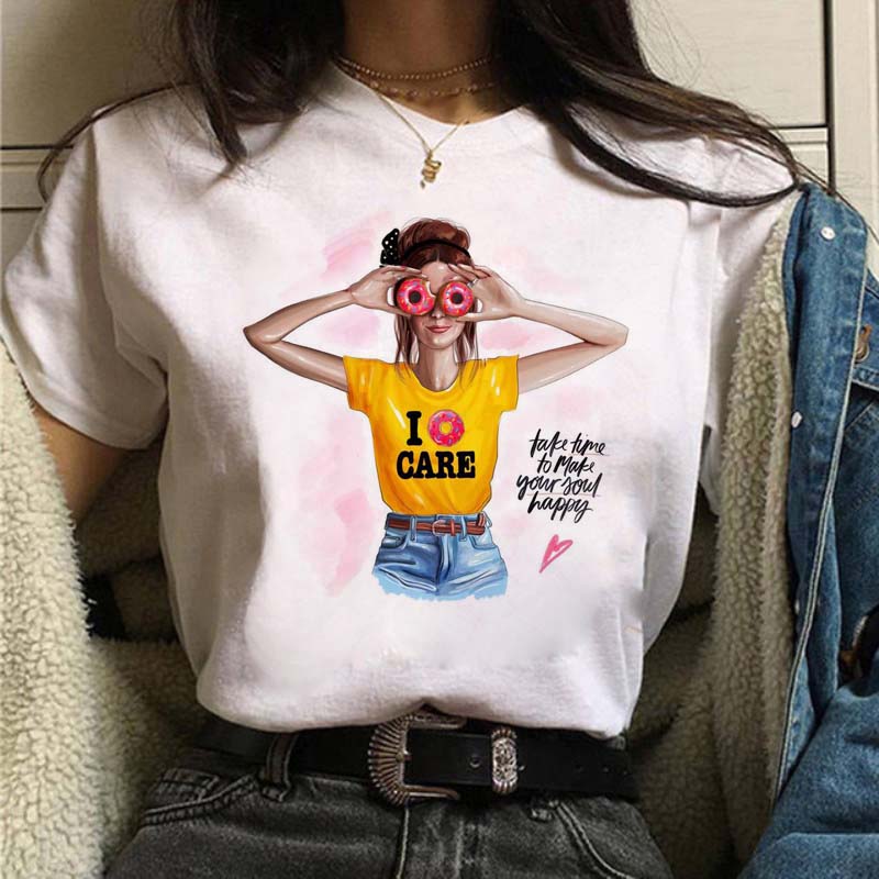 Maycaur camiseta feminina casual nova engraçada mulher negra topo t harajuku 90s moda em torno do pescoço manga curta senhora t camisa roupas