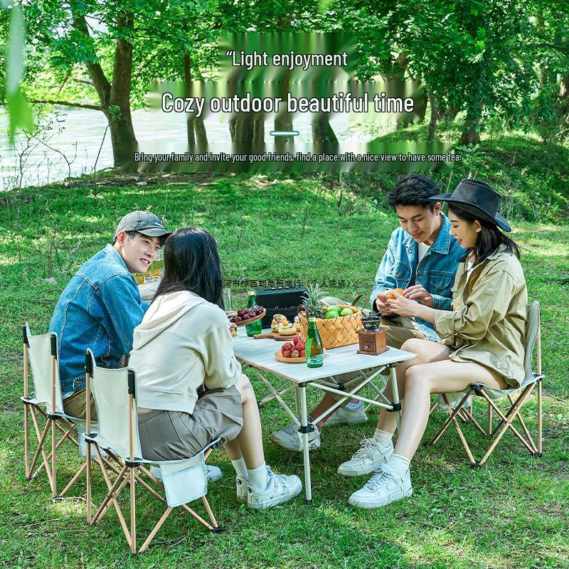 Portable Ultra-Light Folding Camping Chair with Backrest and Storage