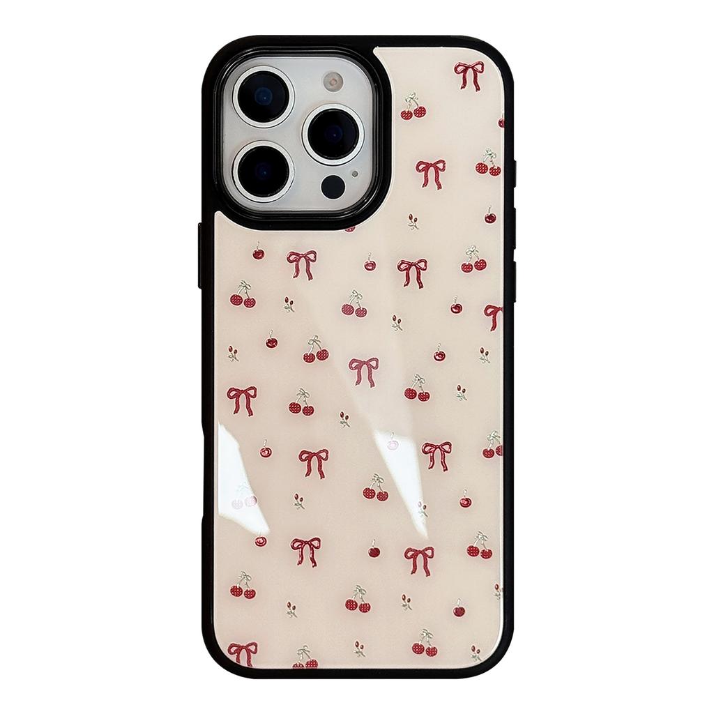 Gilded Ins Cherry Iphone16 Apple 15promax Phone Case 13/14 Glass 12 Suitable 16 High End Hard