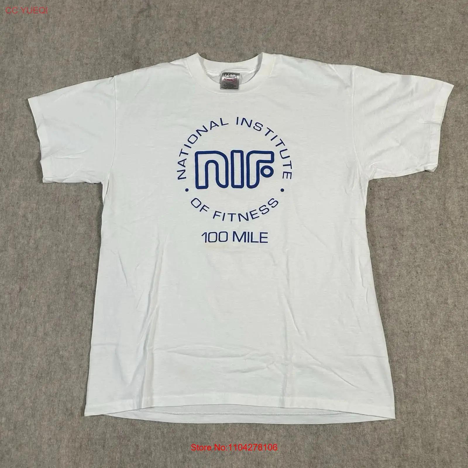 

Vintage National Institute Of Fitness T Shirt Large 100 Mile White Single Stit vintage Washed Casual designer clothes Soft S разноцветный