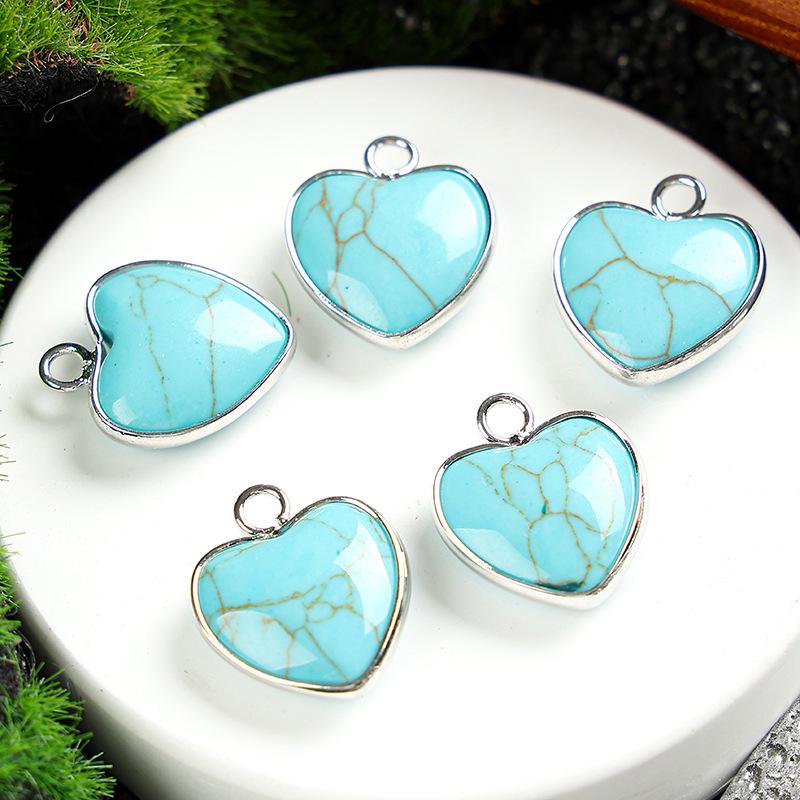 Heart-Shaped 15x19mm Natural Amethyst Agate Jade Bezel Pendant for DIY Jewelry Making