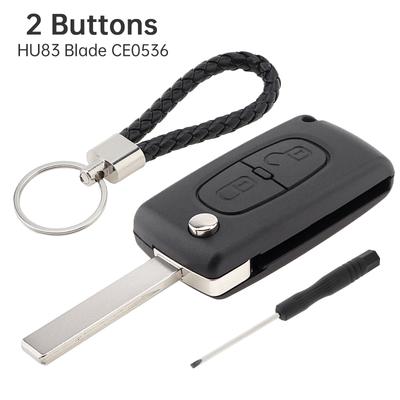 2 Buttons Citroen Flip Key Fob Case Replacement for 207 307 308 407 C1 C2 C3 C4 with Keychain Screwdriver Wear Resistant