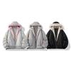 Mens Winter Hooded Thickened Fleece-Lined Warm Jacket With Fur Trim Windproof Casual Outerwear