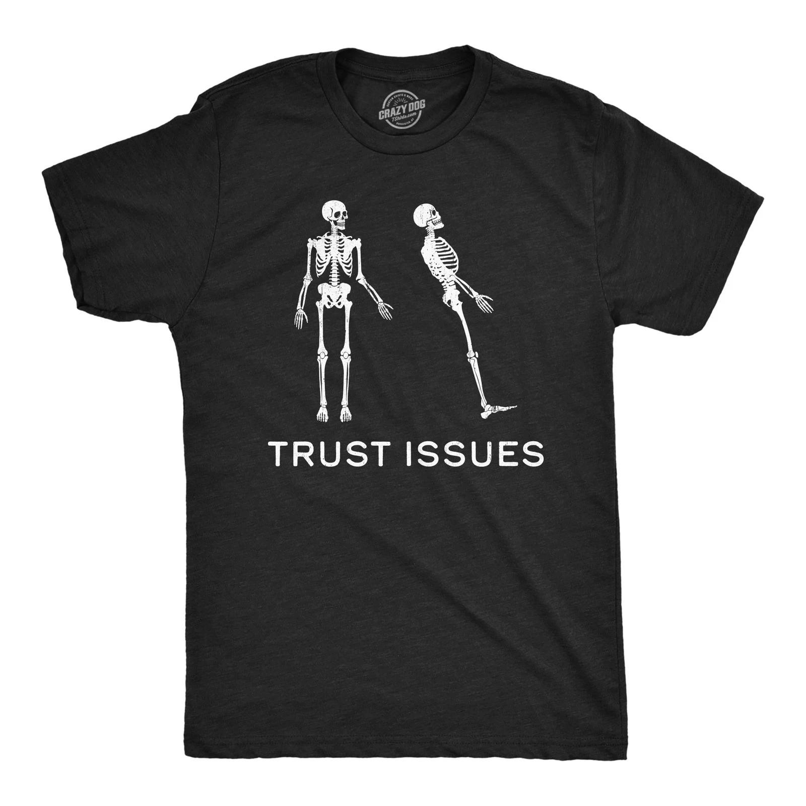 Mens Funny T Shirts Trust Issues Sarcastic Skeleton Graphic Tee for Men XXXL