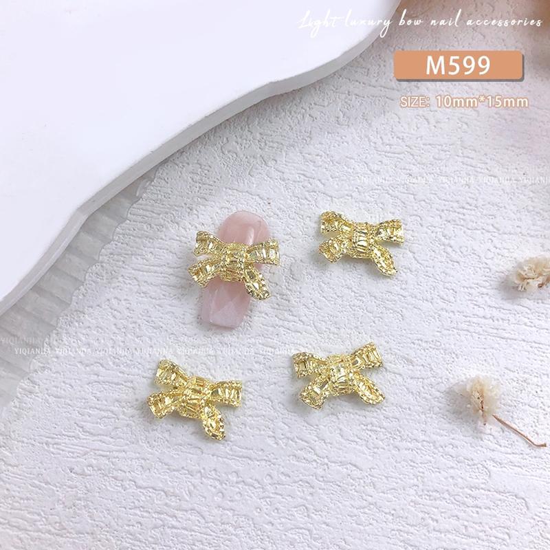 

10 шт. DIY украшения для ногтей 3D бант для ногтей очарование сплав сверло для ногтей для маникюра дизайн аксессуар Gold L 10Pcs