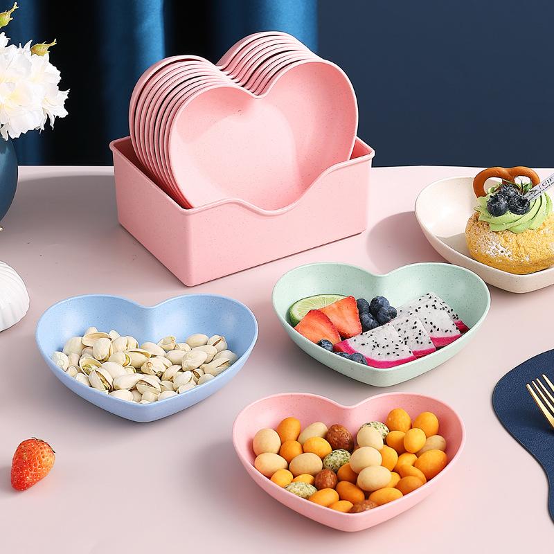 5-10PCS Creative Love Heart Bone Dish Household Food Grade Plastic Spit Bone Dish Party Snack Dinner Dishes Camping Dinnerware