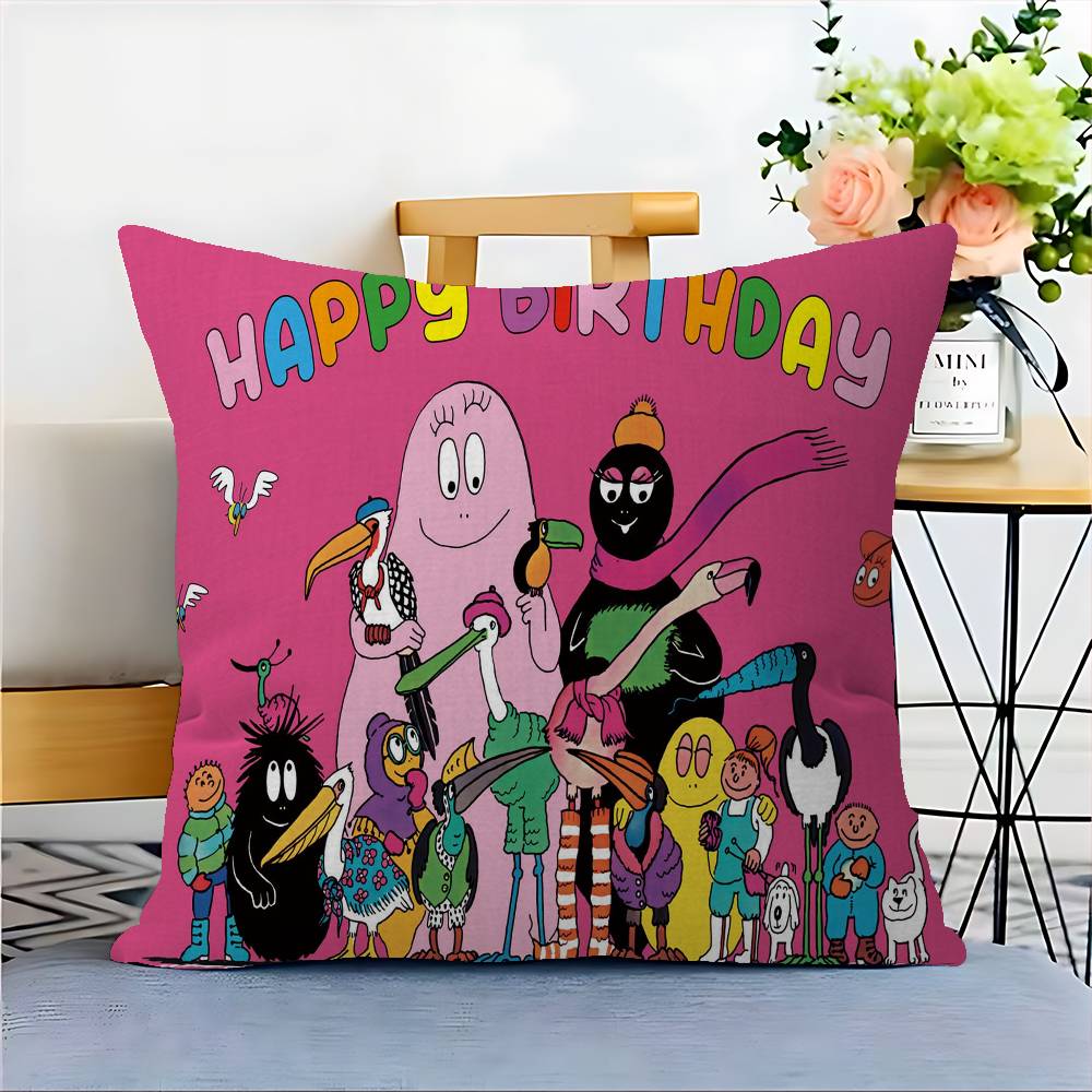 Les Barbapapa Family Anime Cushion Cover Pillowcase Upholstery Sofa Throw Pillow Home Decor Pillowcas