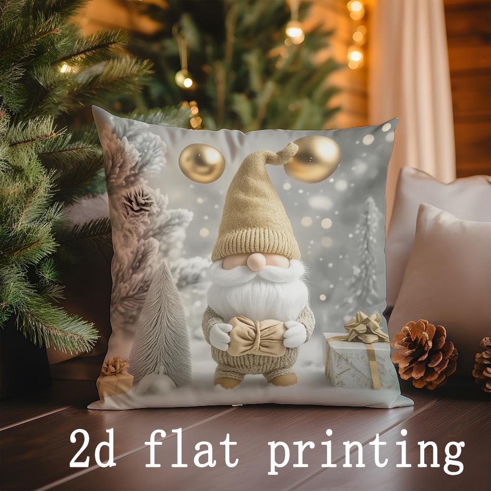 Christmas-themed Decorative Pillow Covers with Festive Figures Pattern Cushion Cover Suitable for Sofa Bedroom Car Pillow Cover