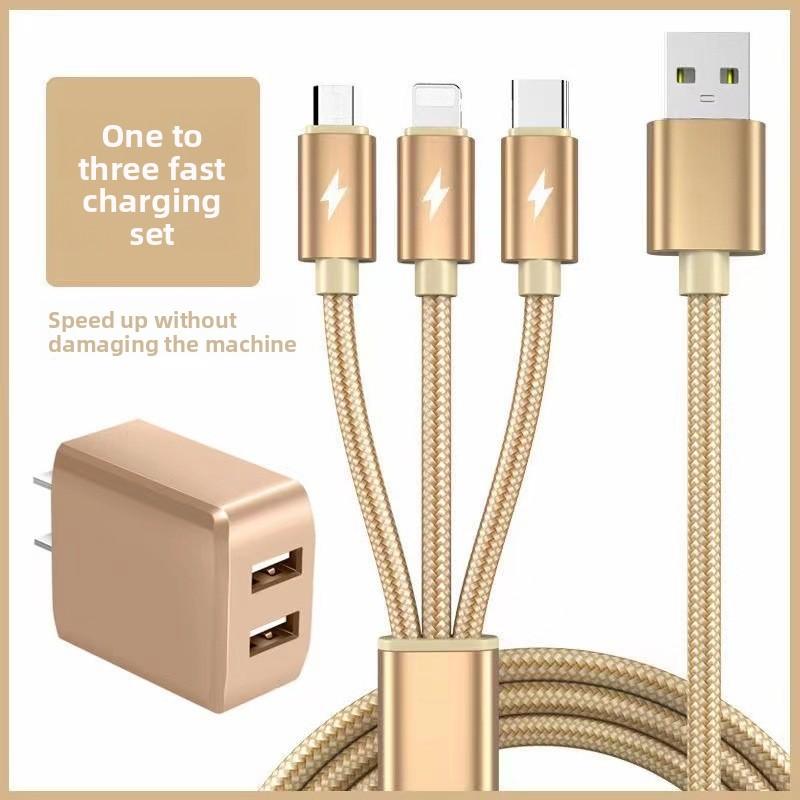 Apple Huawei Android 3 In 1 Fast Charging Cable With 2a Charger And Dual Usb Ports For Home Office Use