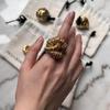 Vintage Hyperbole Irregular Metal Lava Textured Open Rings for Women European American Chic Exquisite Party Jewelry Accessory