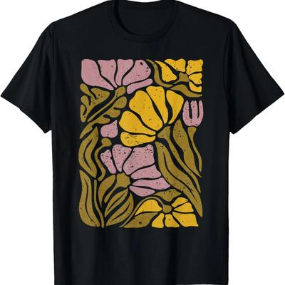 Boho Flower Tee, Retro Botanical Wildflower Gardener T-Shirt