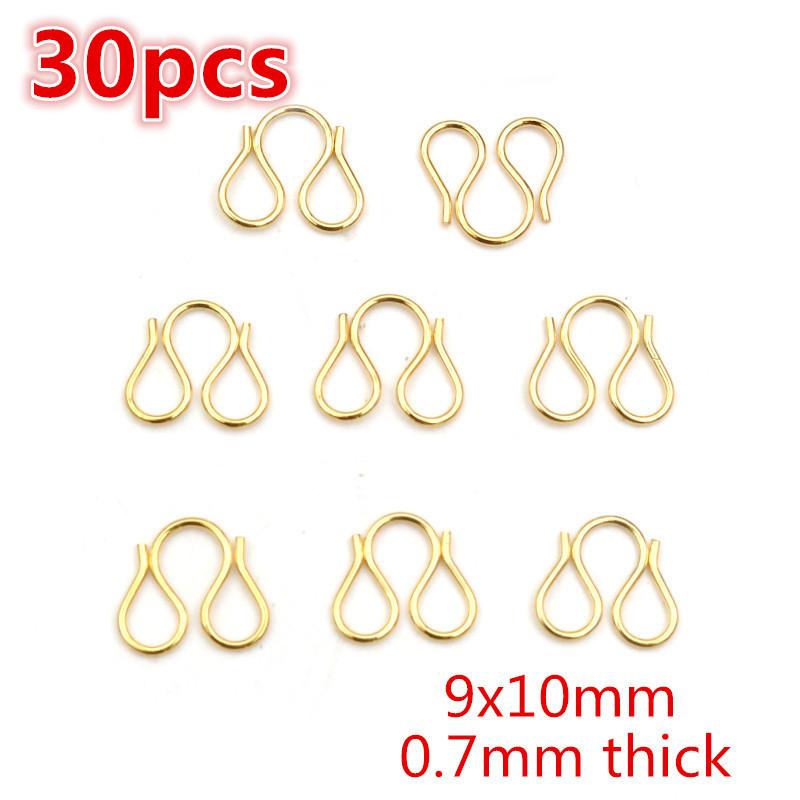 30-50Pcs Stainless Steel Gold Color W/S Shape End Clasps Hooks Chain Connectors For Bracelet Necklace DIY Jewelry Making