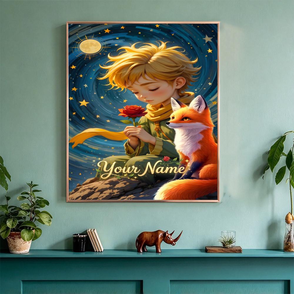 Little Prince Customize Your Name Diamond Painting Round Diamond Rhinestones Mosaic Diamond Embroidery Wall Paintings Rhinestones Gift Frameless
