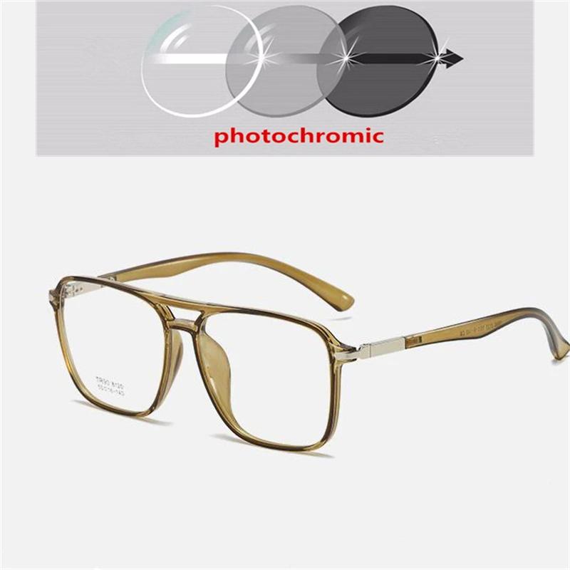 Double Beam Big Frame Square Nearsighted Glasses TR90 Prescription 0 To -6.0 For Women Men