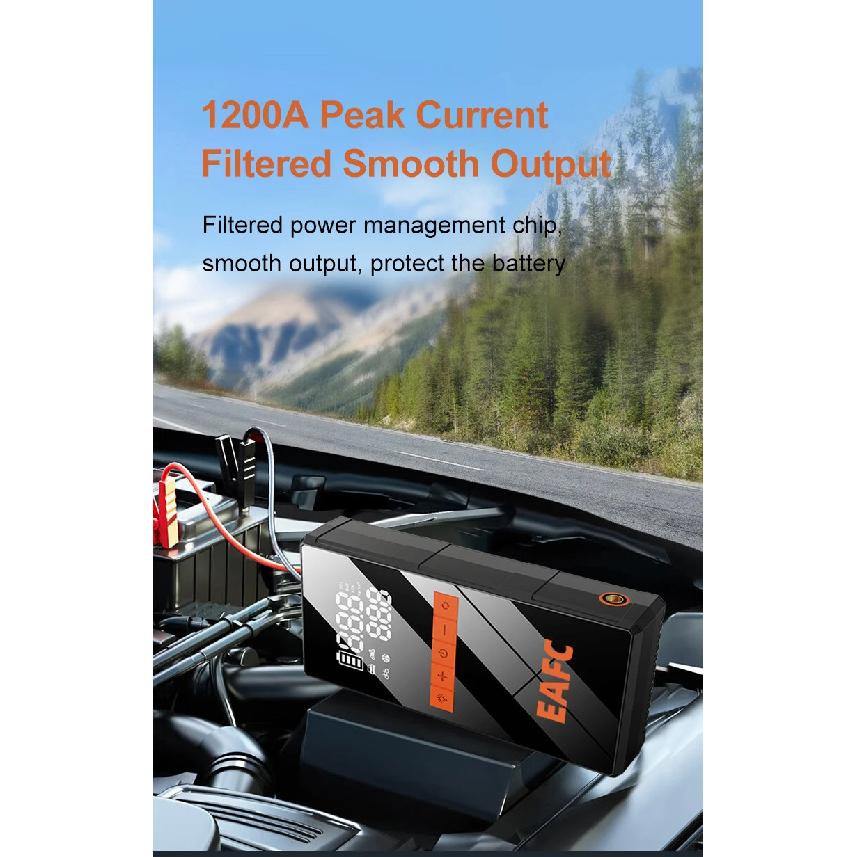 Car Jump Starter With Air Compressor LCD Screen  Portable Booster Charger 1200A Powerful Car Battery Starting Device Car Starter