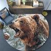 Grizzly Bear Round Area Rug,Carpet Rug for Living Room Bedroom Sofa Playroom Decor,Non-slip Floor Mat