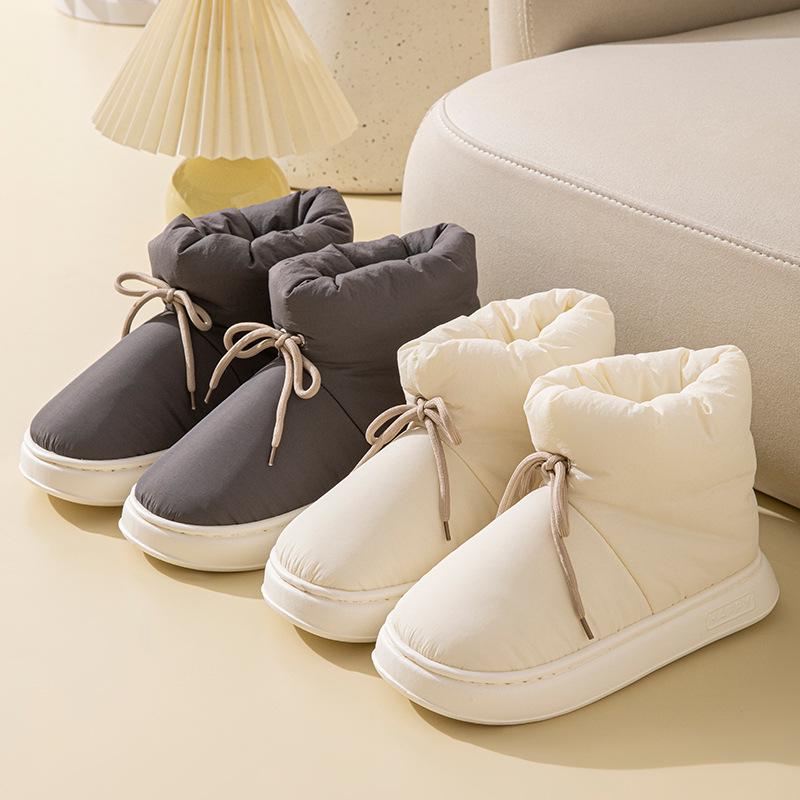 Women's 2025 Winter High-Top Cotton Slippers: Outdoor, Warm, Thick-Soled, Couple's Cold-Proof Design