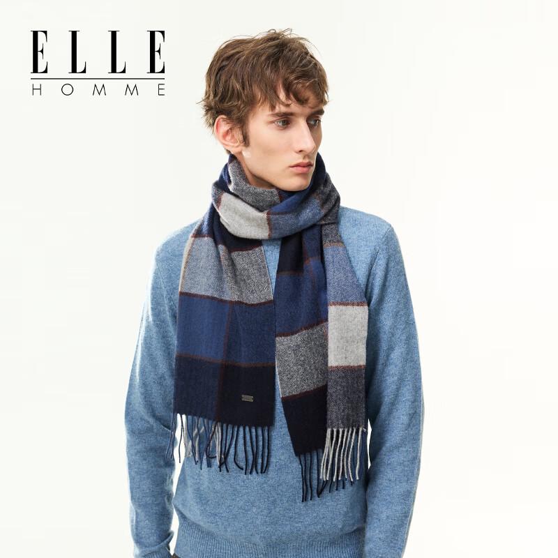 ELLE Men's 100% Wool Plaid Scarf