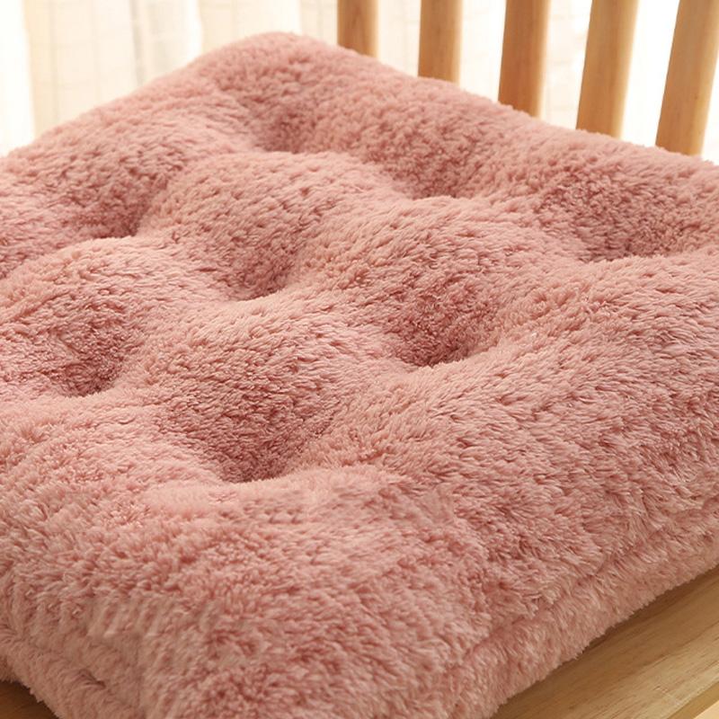 1Pc Thicken Thick  Mat Plush Warm Thick Chair Cushion Home Dining Chair Cushion Plain Color Seat Cushion Simulated Rabbit
