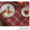 Christmas Red Grid Tablecloth White Snow Ornamental tassel Table Vintage Dining Table Cover For kitchen Party Birthday Decor