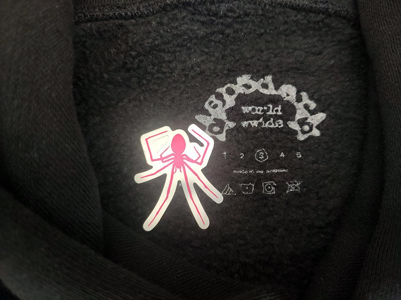 Tungvikts Huvtröja med Spindelnätsmönster i Skumtryck (450G)