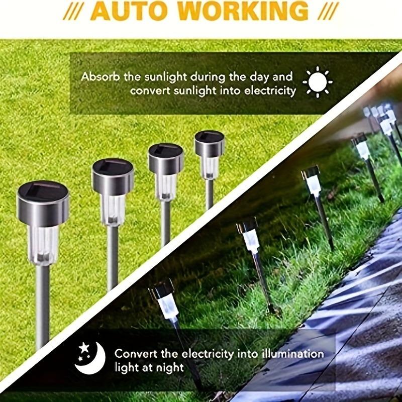 10 pcs Solar Power LED Lawn Lamps with Lampshades White & Silver Durable & Energy-Efficient, Illuminate Your Path, Patio, Yard