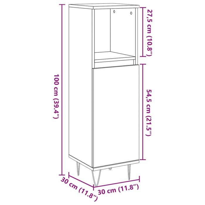VidaXL Bathroom Cabinet Concrete Grey 30x30x100 Cm 857207