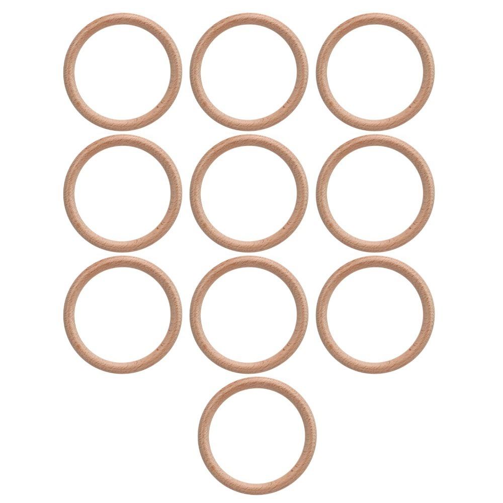 10pcs Smooth Wood Ring Pendant Polished Smoothly Wood Ring Decoration  Garland Accessories