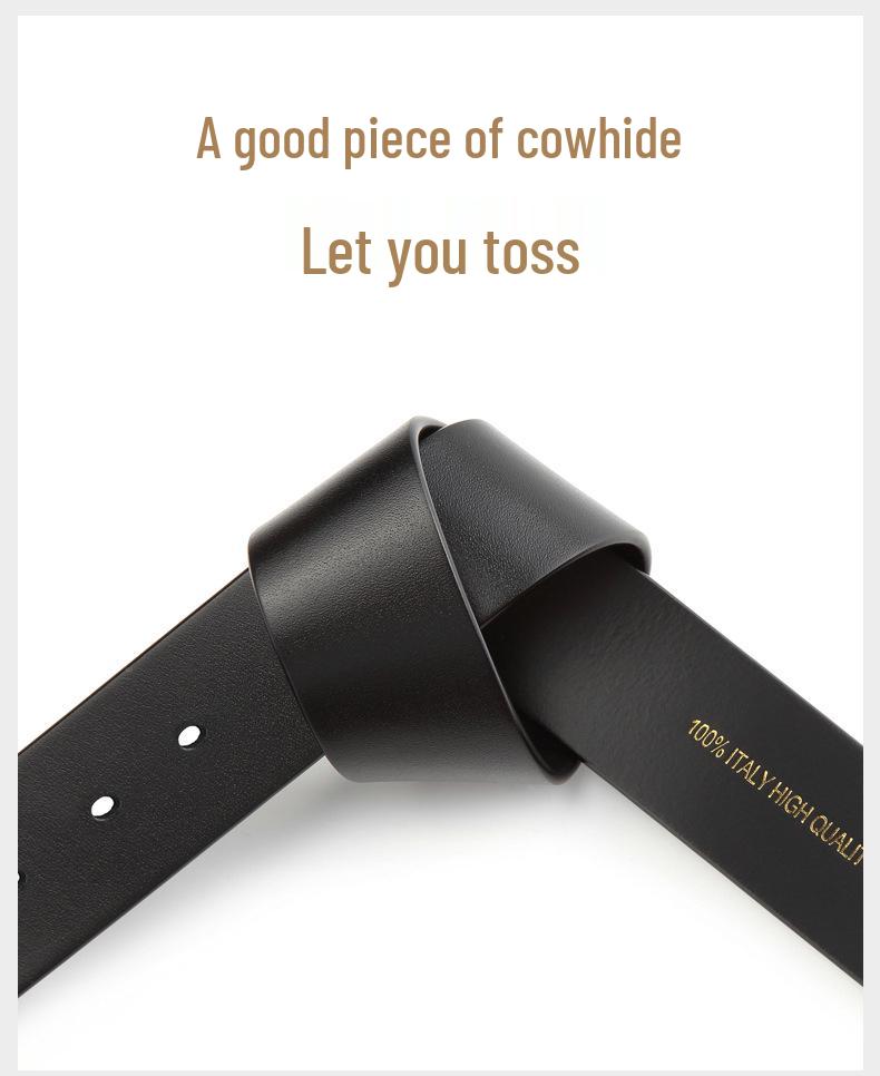 Curea pentru bărbați din piele naturală, fără cataramă, piele de vacă, compatibilă cu cataramă cu pin, piele de vacă strat superior, fără găuri pentru cataramă