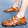 New Arrival Leather Male Hollow Out Beach Shoes Comfortable Walking High Quality Summer Handmade Sandals Mens Slip on Sandals