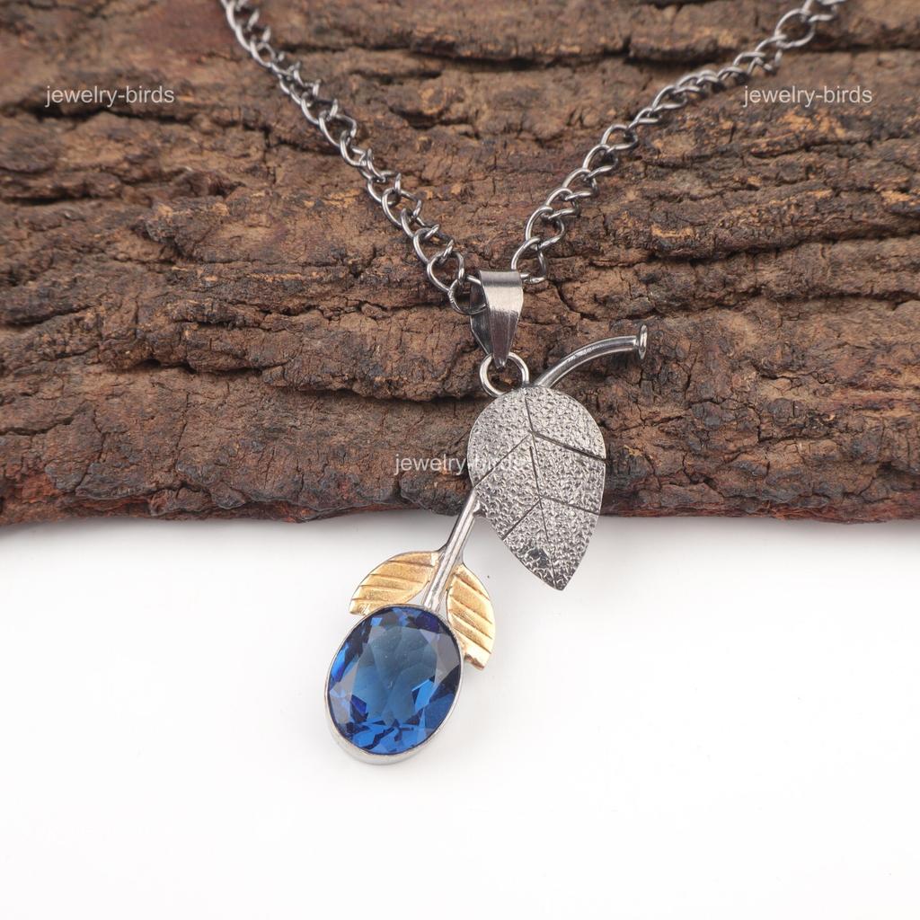 Mothers day Deal Oval London Blue Topaz Stone 925 Silver Unique Handmade Pendant PP-55-13