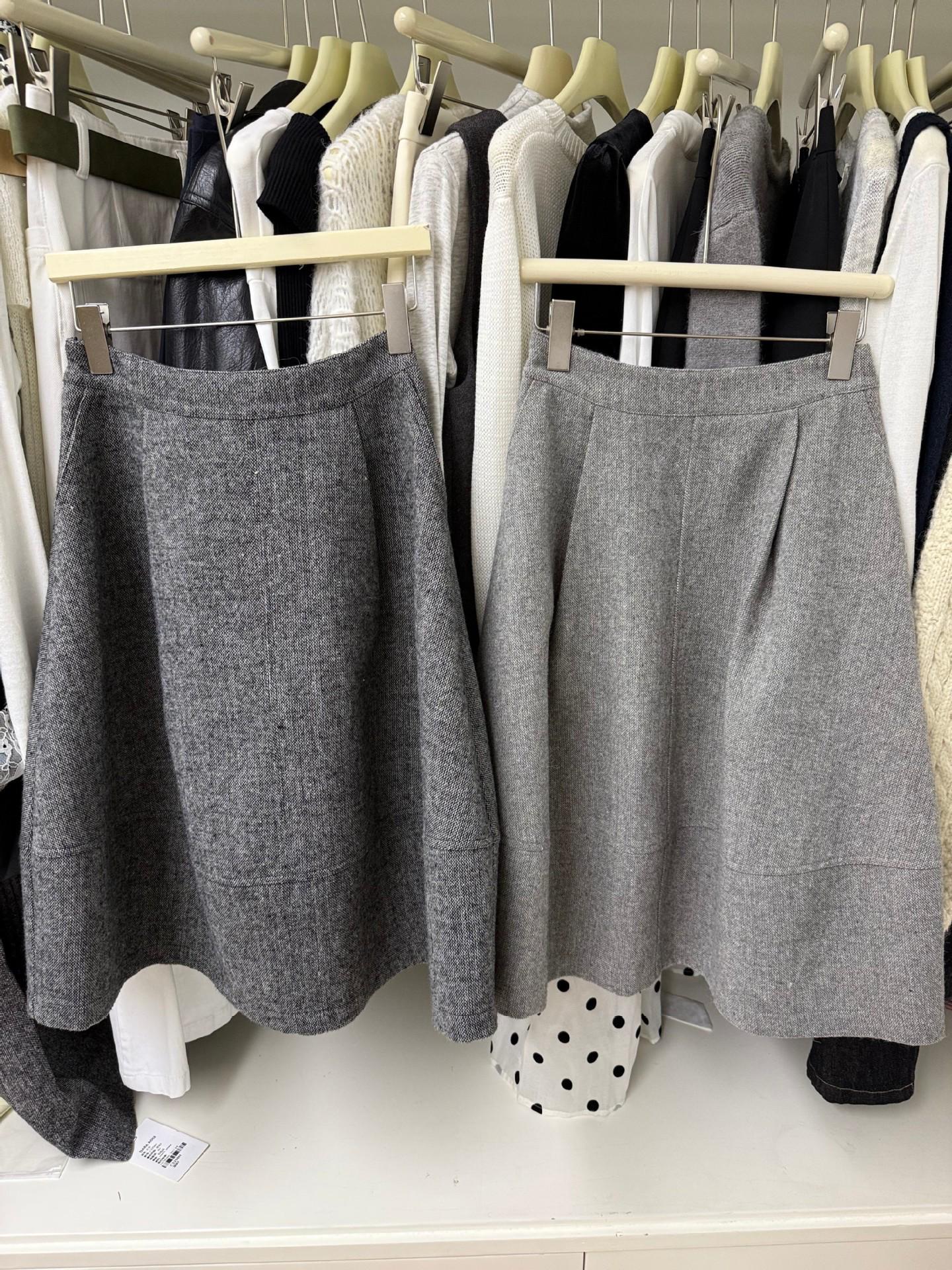 

Women s Petite Grey Wool Flower Bud High-Waist Mid-Length Pleated Skirt for Autumn/Winter Large светло-серый