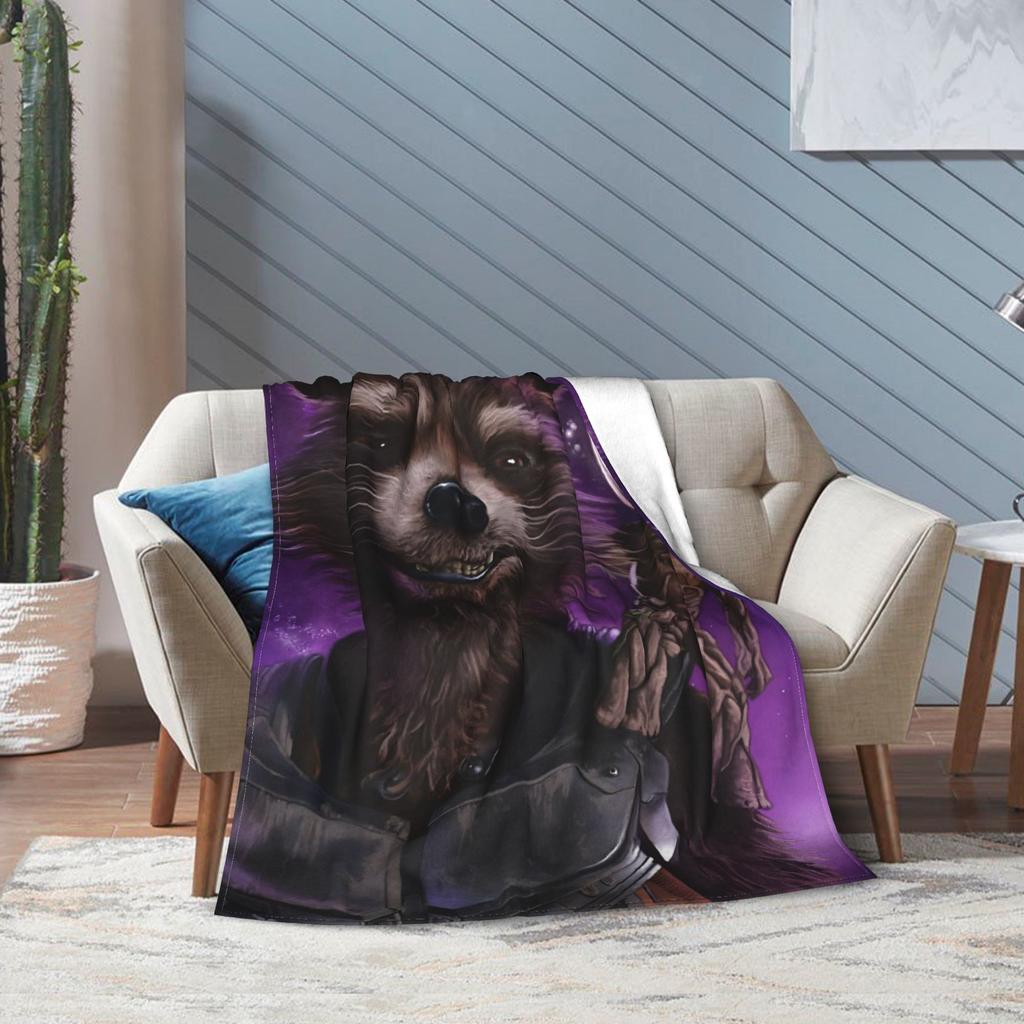 Strážci Galaxie Groot Flanelová Přehozová Deka Rocket Raccoon na Postel Pletená Deka Venkovní Tenká Přenosná Prošívaná Deka